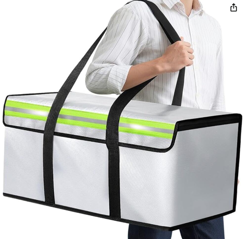 Large Fireproof Document Bag, Box, Storage with Reflective Strip, Grey